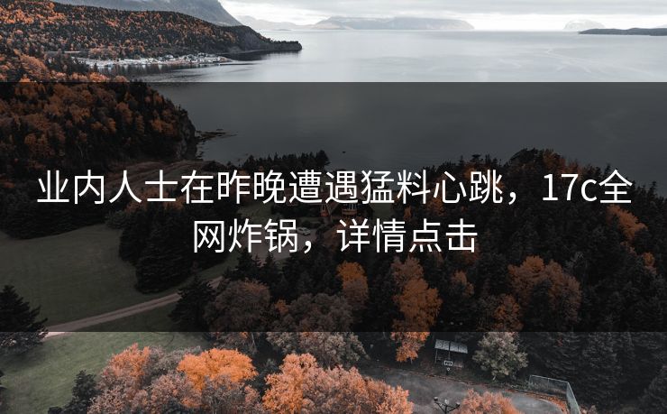 业内人士在昨晚遭遇猛料心跳，17c全网炸锅，详情点击