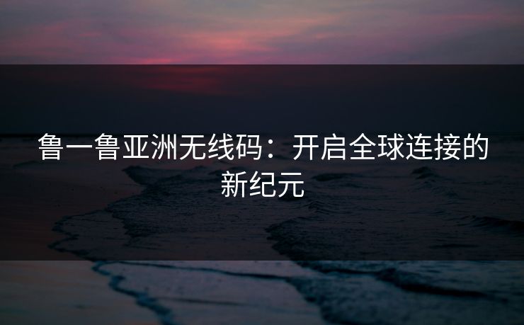 鲁一鲁亚洲无线码：开启全球连接的新纪元