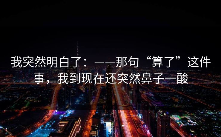 我突然明白了：——那句“算了”这件事，我到现在还突然鼻子一酸