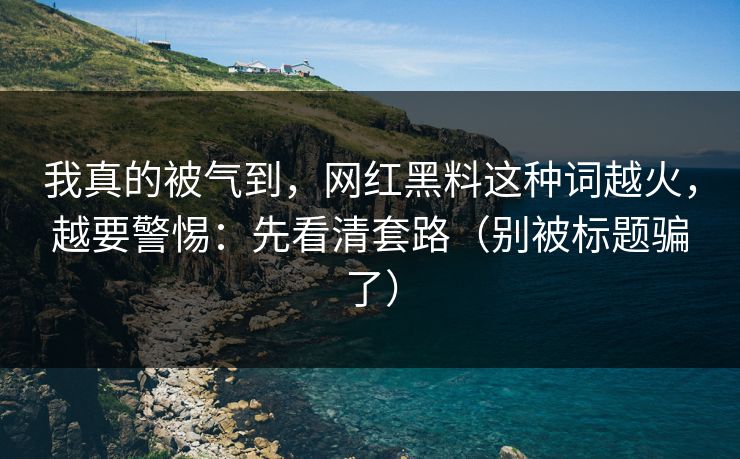 我真的被气到，网红黑料这种词越火，越要警惕：先看清套路（别被标题骗了）
