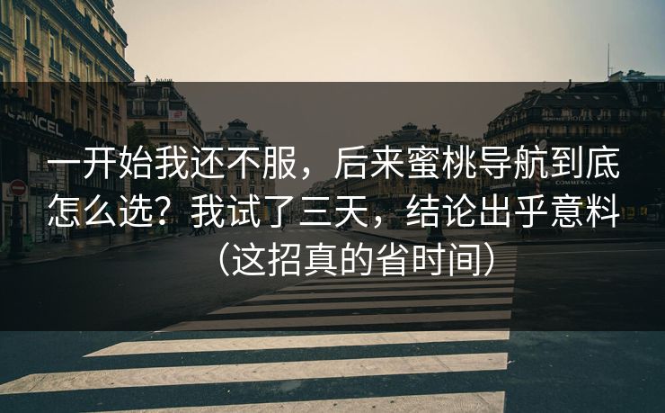 一开始我还不服，后来蜜桃导航到底怎么选？我试了三天，结论出乎意料（这招真的省时间）